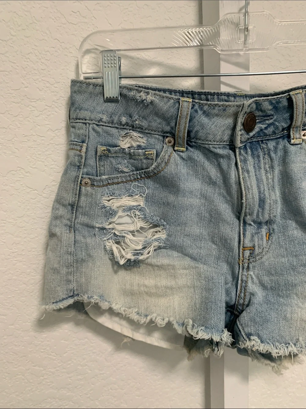 Y2K American Eagle Outfitters Light Blue Distressed Denim Shorts